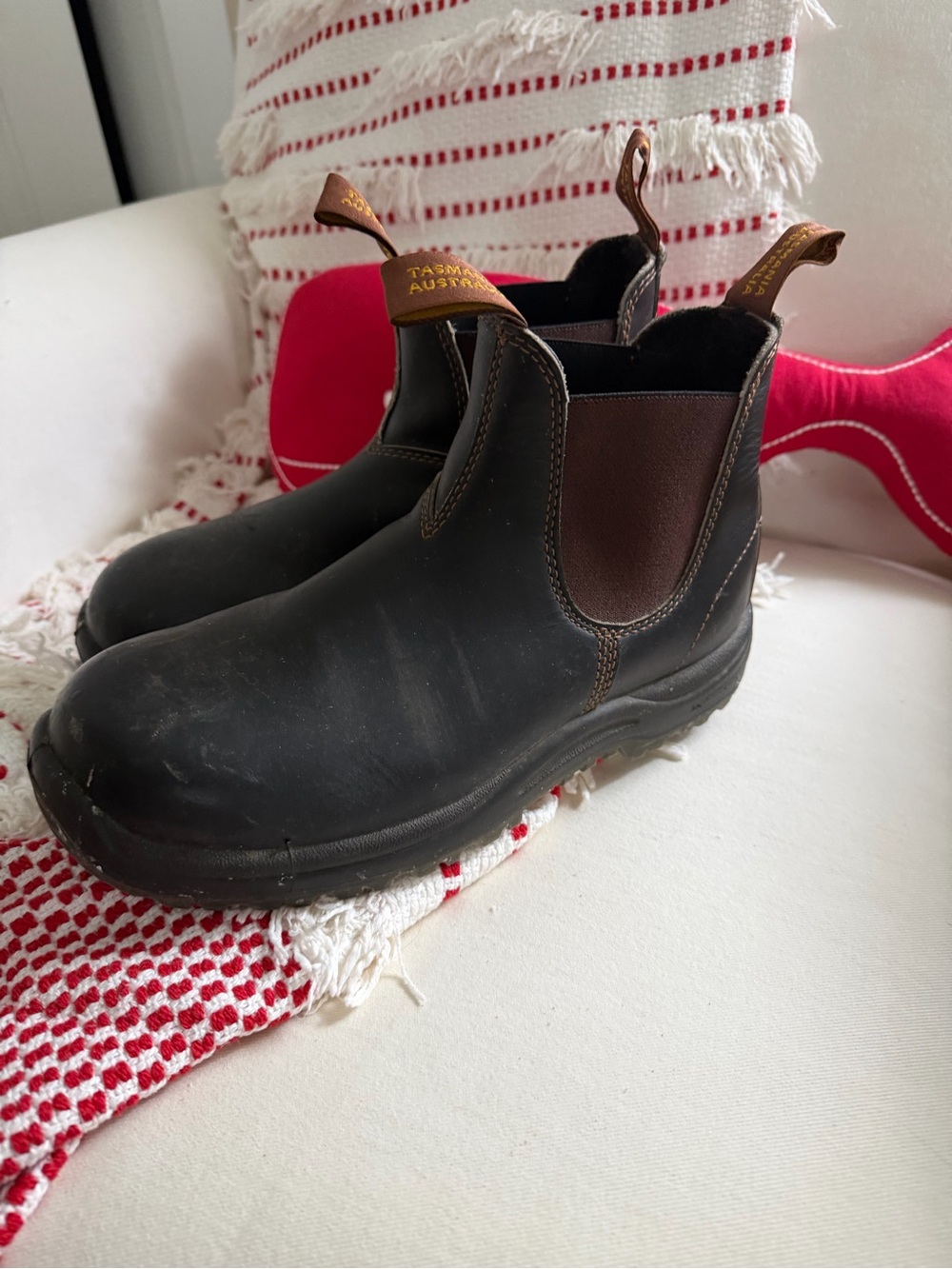 Blundstone Black and Brown Leather Chelsea Work Boots